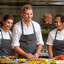 Group cooking class with instructor